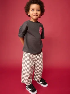 Damier Noir/Blanc - Pantalon large à enfiler (3mois-7ans)