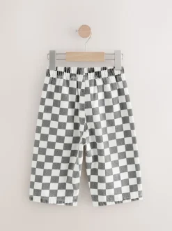 Damier Noir/Blanc - Pantalon large à enfiler (3mois-7ans)