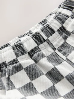 Damier Noir/Blanc - Pantalon large à enfiler (3mois-7ans)