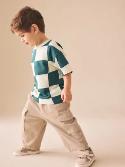 Damier ondulé vert/blanc - T-shirt imprimé sur l’ensemble à manches courtes (3 mois7 ans) (3mois7ans)