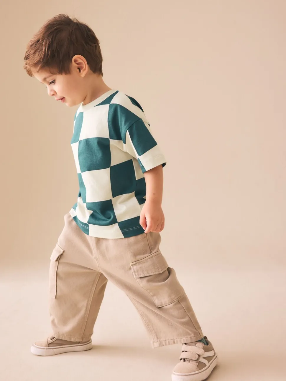 Damier ondulé vert/blanc - T-shirt imprimé sur l’ensemble à manches courtes (3 mois7 ans) (3mois7ans)