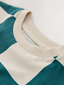 Damier ondulé vert/blanc - T-shirt imprimé sur l’ensemble à manches courtes (3 mois7 ans) (3mois7ans)