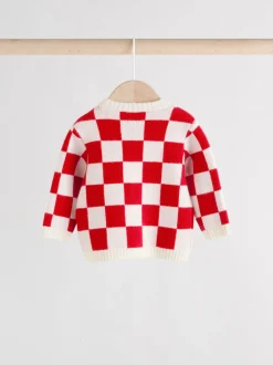 Damier Père Noël rouge - Ensemble pull et legging bébé Noël (0mois-2ans)