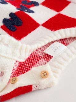 Damier Père Noël rouge - Ensemble pull et legging bébé Noël (0mois-2ans)