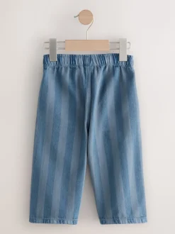 Damier/rayures bleues - Lot de 2 pantalons larges à enfiler (3mois7ans)