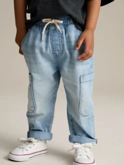 Denim bleu clair - Jeans cargo (3mths-7yrs)