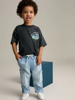 Denim bleu clair - Jeans cargo (3mths-7yrs)