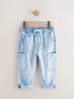 Denim bleu clair - Jeans cargo (3mths-7yrs)