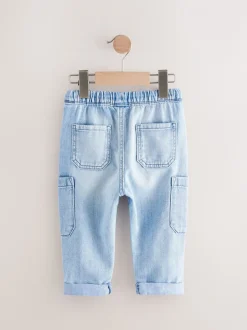 Denim bleu clair - Jeans cargo (3mths-7yrs)