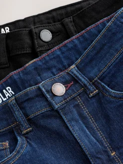 Denim bleu foncé/noir - Jean extensible, lot de 2 (3-17ans)