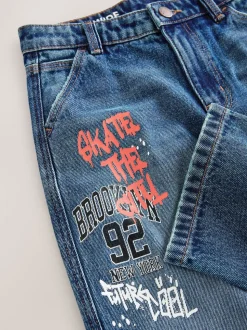 Denim bleu milieu imprimé Varsity - Jean authentique (3-16ans)