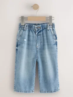 Denim effet vieilli bleu clair - Jeans à jambe large (3mths-7yrs)