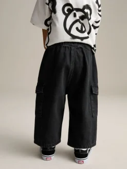 Denim noir - Ample Cargos à tirer 100% Cotton Jeans (3mths-7yrs)