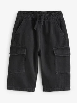 Denim noir - Ample Cargos à tirer 100% Cotton Jeans (3mths-7yrs)