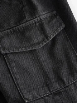 Denim noir - Ample Cargos à tirer 100% Cotton Jeans (3mths-7yrs)
