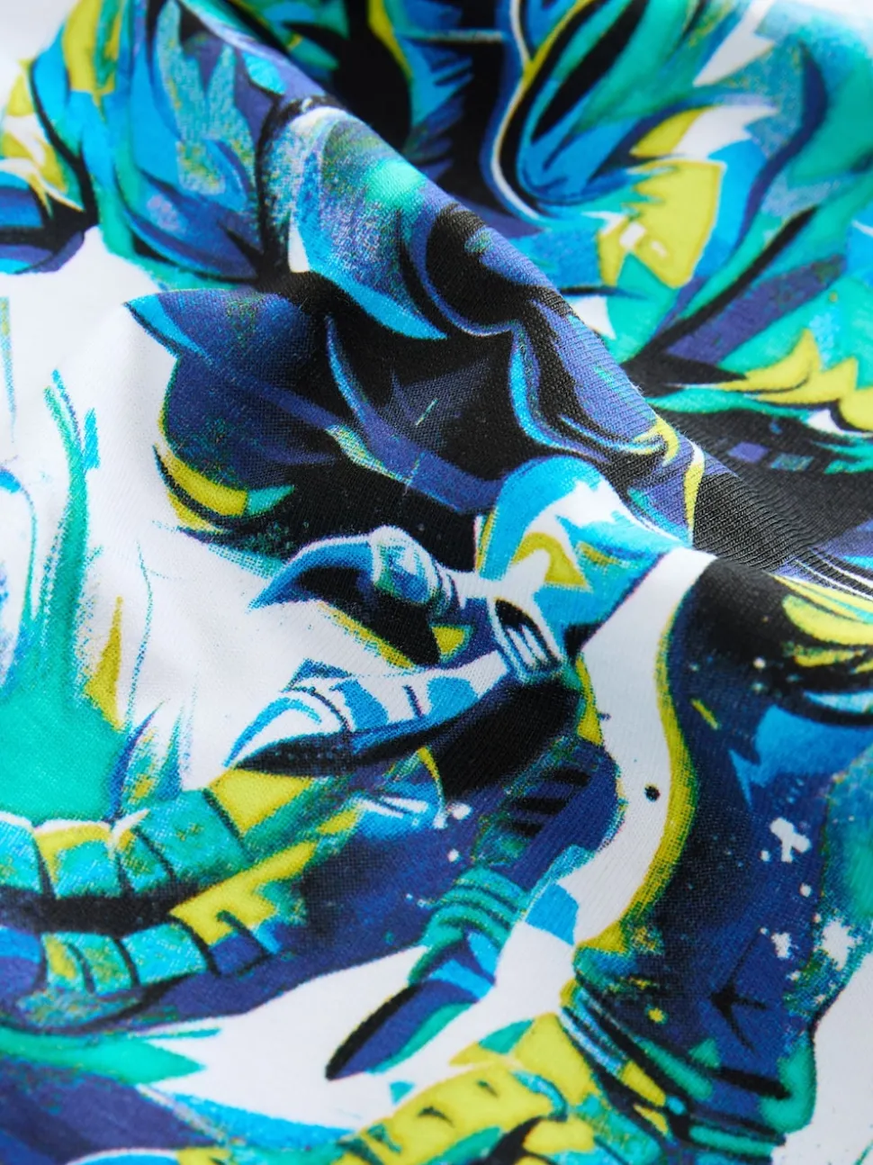 Dino blanc/bleu - T-shirt imprimé graphique à manches courtes coupe régulière (3-16ans)