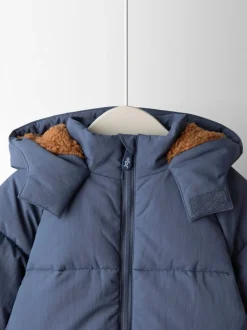 Dino bleu marine fantaisie - Doudoune JoJo Maman Bébé à capuche doublée Borg