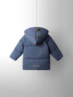 Dino bleu marine fantaisie - Doudoune JoJo Maman Bébé à capuche doublée Borg