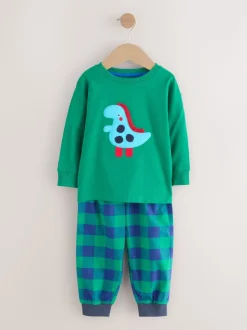 Dinosaure à carreaux rouge/bleu/vert - Lot de 3 pantalons de pyjama tissés à carreaux (9mois-12ans)