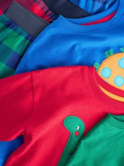 Dinosaure à carreaux rouge/bleu/vert - Lot de 3 pantalons de pyjama tissés à carreaux (9mois-12ans)