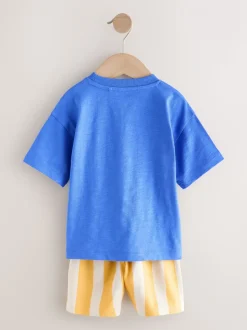 Dinosaure bleu - Ensemble T-shirt et short Manches courtes (3mths-7yrs)