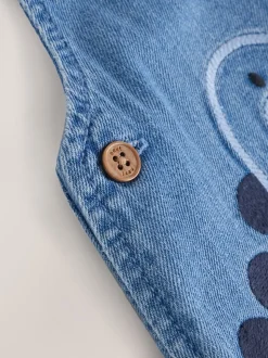 Dinosaure bleu - Ensemble salopette et body en jean bébé (0 mois-2 ans)