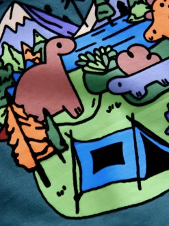 Dinosaure bleu - Sweat-shirt en jersey à col rond imprimé au dos (3mois7ans)