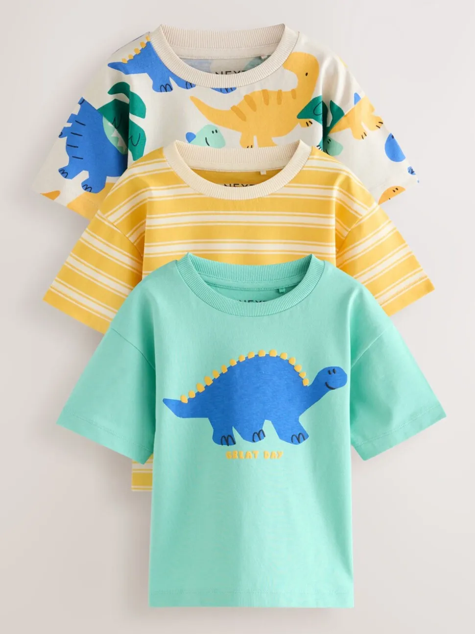 Dinosaure jaune - T-shirts imprimés graphiques à manches courtes Lot de 3 (3mois7ans)