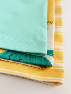 Dinosaure jaune - T-shirts imprimés graphiques à manches courtes Lot de 3 (3mois7ans)