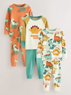 Dinosaure multicolore - Lot de 3 pyjamas Snuggle (9mois-10ans)