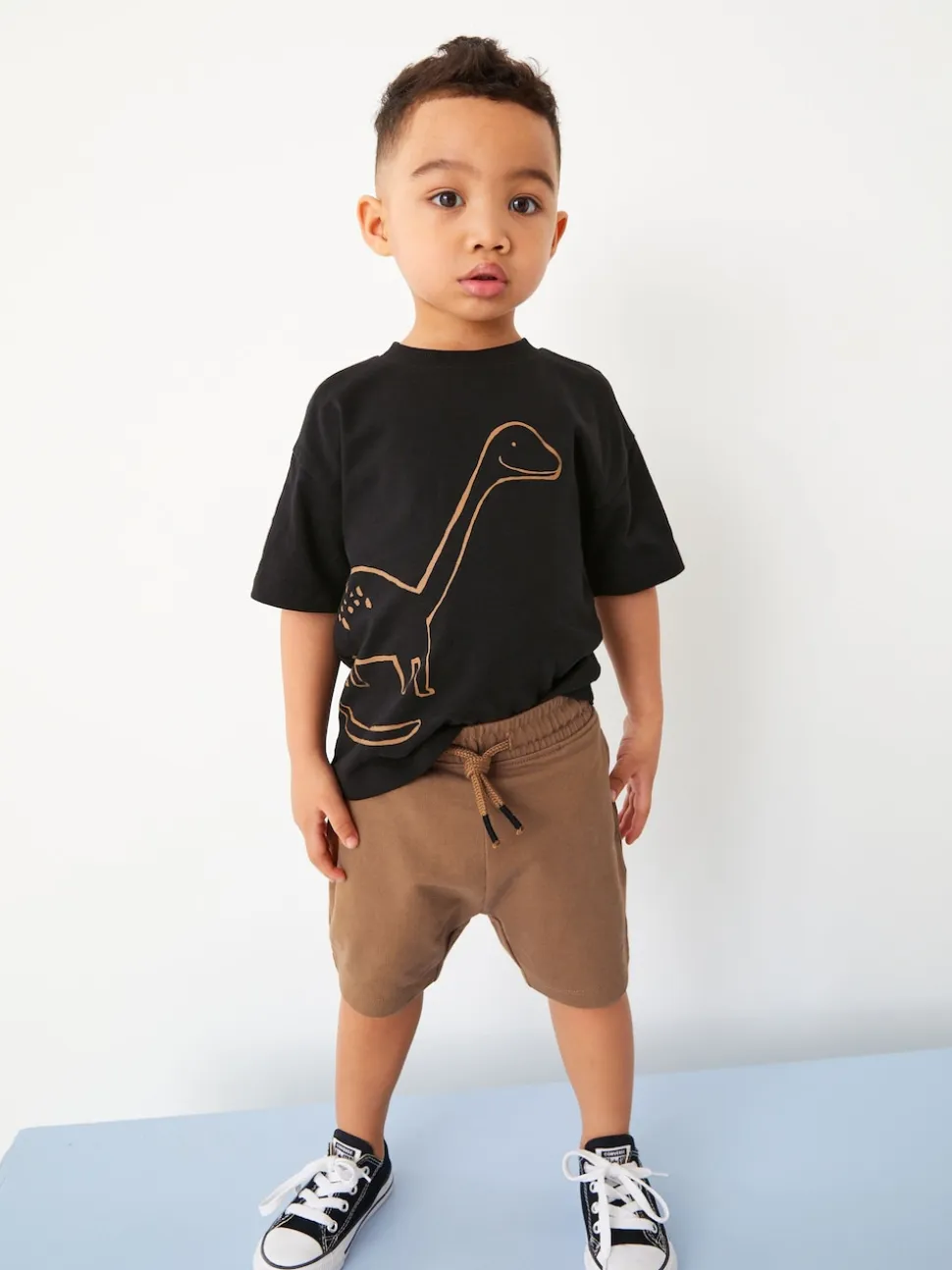 Dinosaure noir/beige - Ensemble t-shirt et short à manches courtes Lot de 2 (3mois à7ans) (3mois à7ans)
