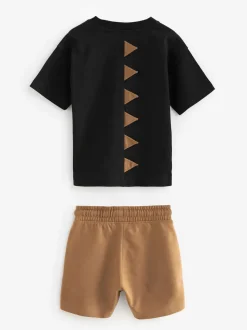 Dinosaure noir/beige - Ensemble t-shirt et short à manches courtes Lot de 2 (3mois à7ans) (3mois à7ans)