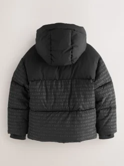 Doudoune noire imprimée Baker by Ted Baker Résistante à la douche