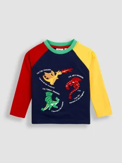 Dragon bleu marine - Haut JoJo Maman Bébé Happy Camper appliqué