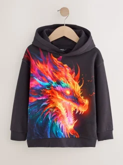 Dragon noir - Sweat à capuche adolescent imprimé graphique (3-16ans)