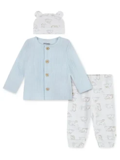 Ensemble 3 pièces avec leggings et chapeau d'ours Huggies bleus