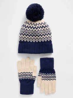 Ensemble bonnet et Gants Gap CashSoft Fairisle enfant