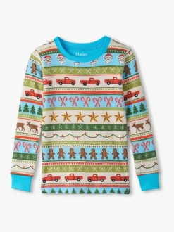 Ensemble de pyjama de Noël Hatley en coton bleu Fair Isle