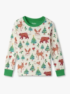Ensemble de pyjama en coton crème Hatley imprimé animaux de Noël