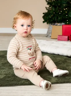 Ensemble JoJo Maman Bébé My First Noël Pudding en maille
