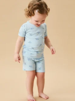 Ensemble pyjama court MORI Turtles côtelé ultra-doux extensible pour enfant