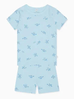 Ensemble pyjama court MORI Turtles côtelé ultra-doux extensible pour enfant