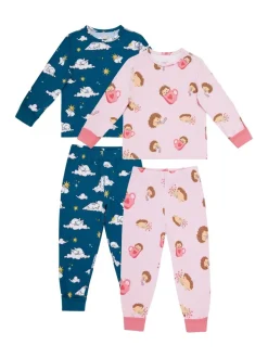 Ensemble pyjama long Chelsea Peers Kids Two Pack Celestial Bunny / Hedgehog Hearts