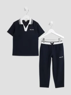 Ensemble River Island polo texturé et jogging Garçons