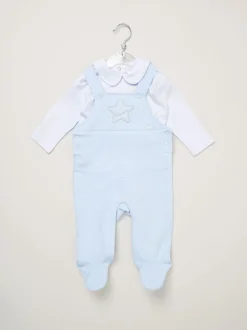 Ensemble Rock-A-Bye Baby Boutique Bleu Salopettes et T-shirt matelassé
