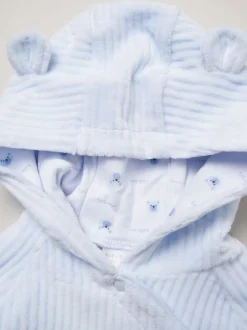 Ensemble Rock-A-Bye Baby Boutique Bébé bleu en velours avec Vestes et Pantalons à pieds