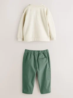 Ensemble sweat-shirt et pantalon cargo Baker by Ted Baker Beige Sable et Vert
