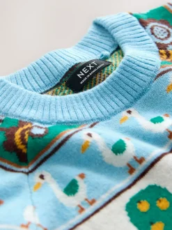 Fair Isle multi-motifs - Personnage Pull Col rond en maille (3mois-7ans)