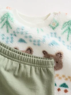 Fairisle ours vert - Ensemble Bébé haut en polaire et Survêtement (0mois-2ans)