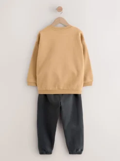 Fauve/écru/gris anthracite - Ensemble Sweat-shirt et Survêtement (3mois à7ans)